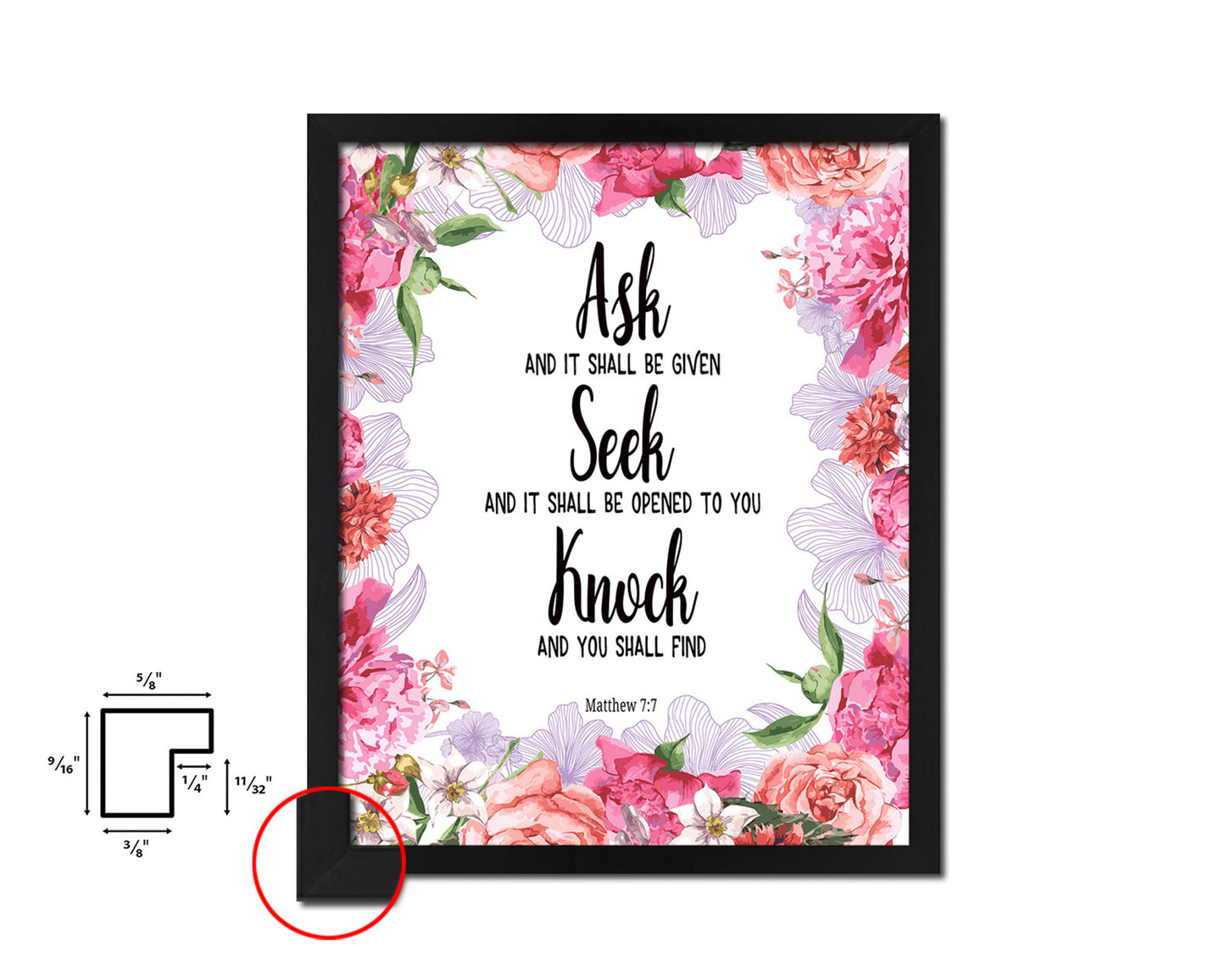 Seek and You Shall Find, Matthew 7:7 Quote Framed Print Home Decor Wall Art Gifts