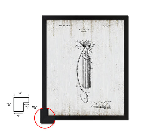 Tools Otoscope Doctor Vintage Patent Artwork Black Frame Print Gifts