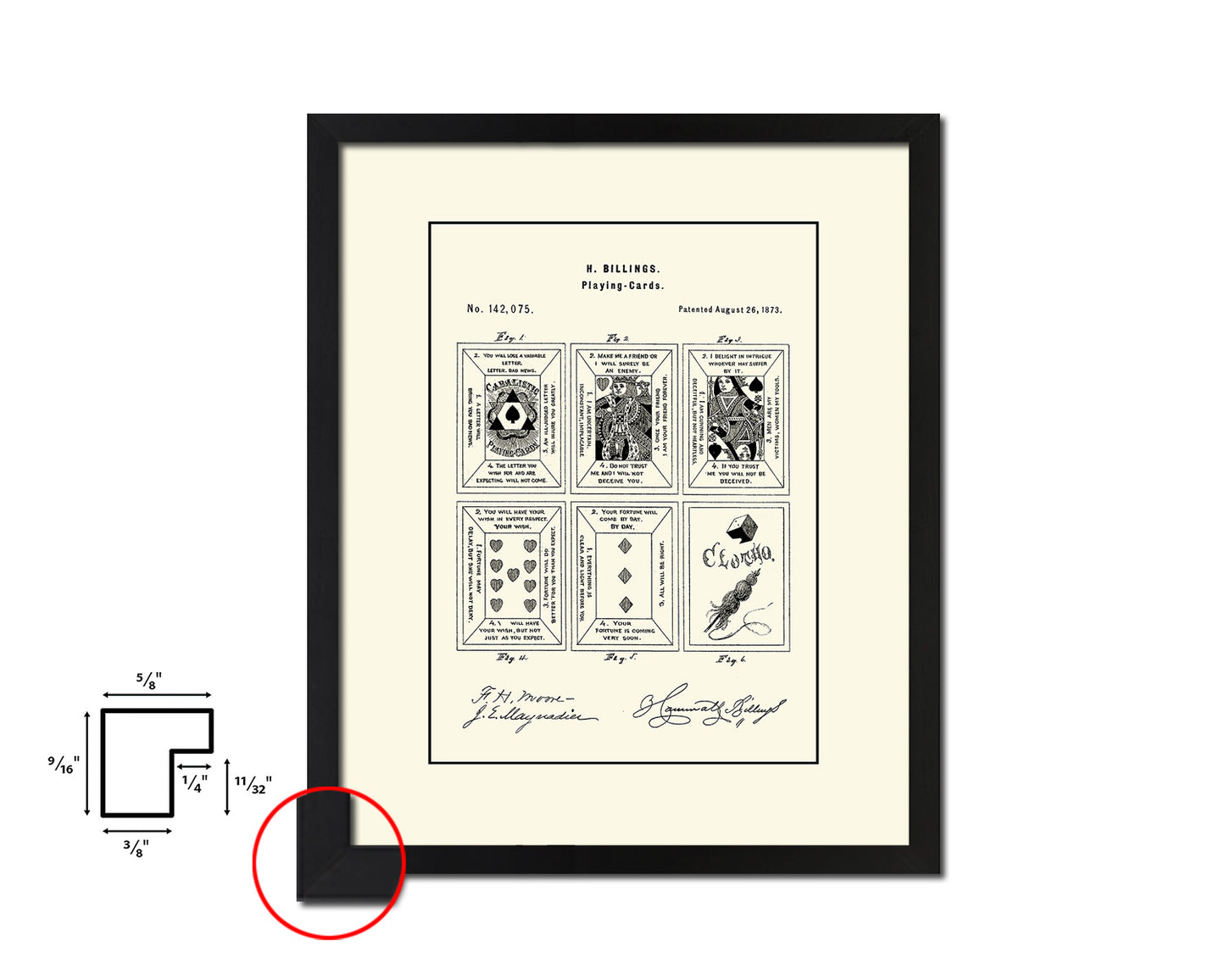 Game Playing Card Vintage Patent Artwork Black Frame Print Wall Art Decor Gifts