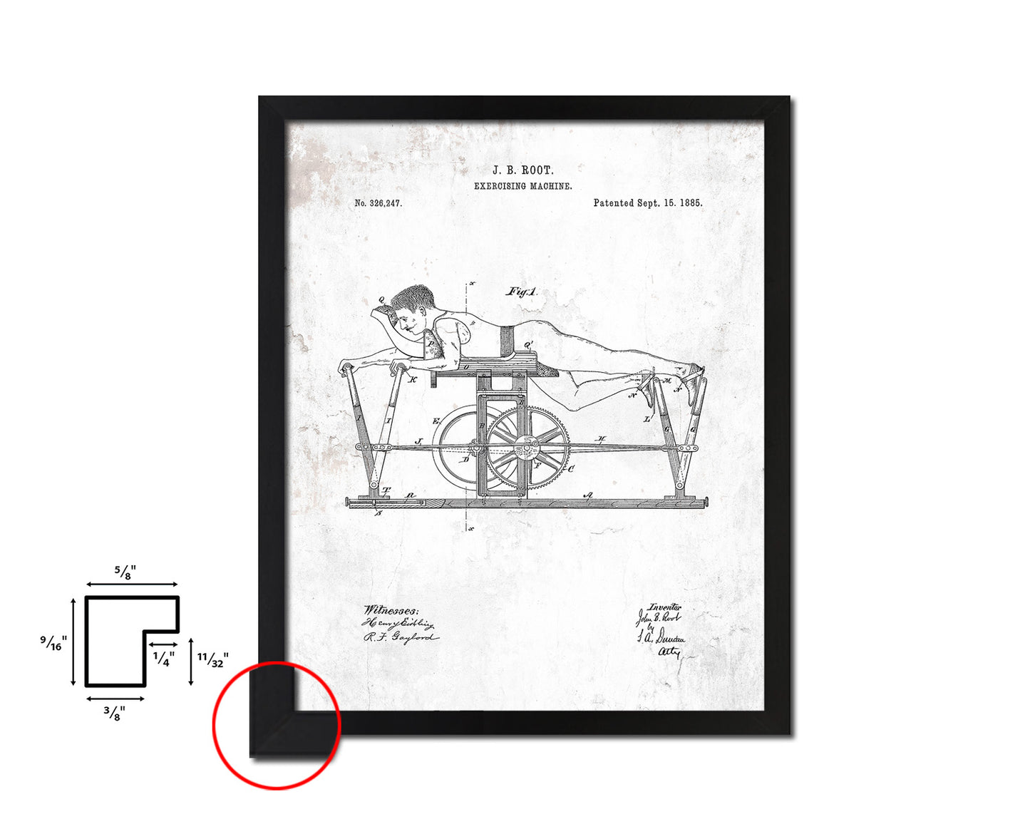 Exercise Machine Sports Vintage Patent Artwork Black Frame Print Gifts