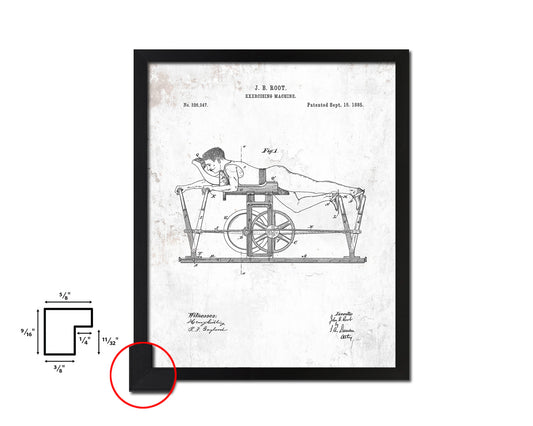 Exercise Machine Sports Vintage Patent Artwork Black Frame Print Gifts