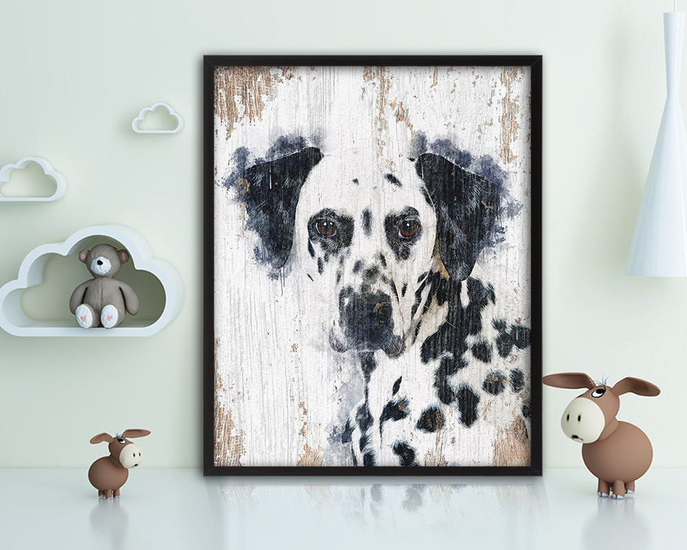 Dalmatian Dog Puppy Portrait Framed Print Pet Watercolor Wall Decor Art Gifts