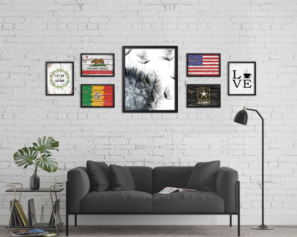 Dandelion Black Flower Wood Framed Paper Print Wall Decor Art Gifts