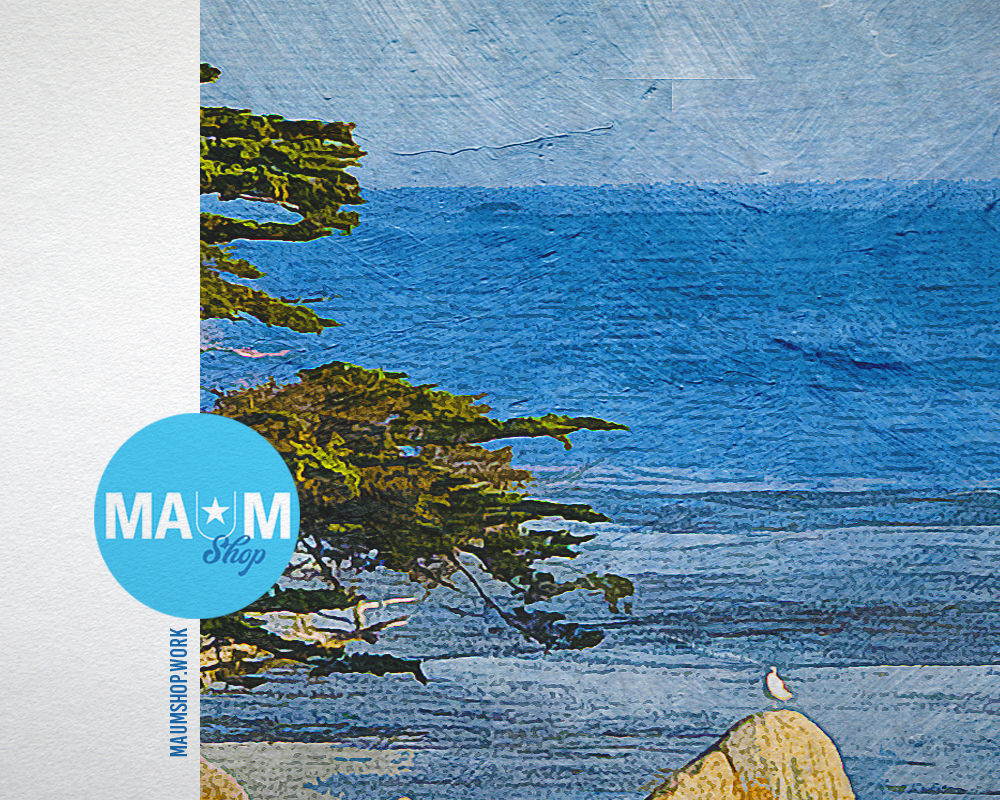 Monterey, California, Lone CypressTree Landscape Painting Print Art Frame Home Wall Decor Gifts