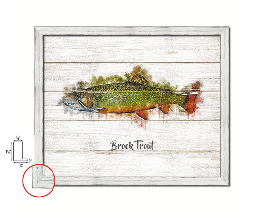 Brook Trout Fish Framed Prints Modern Restaurant Sushi Bar Watercolor Wall Art Decor