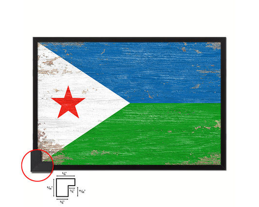 Djibouti Shabby Chic Country Flag Wood Framed Print Wall Art Decor Gifts