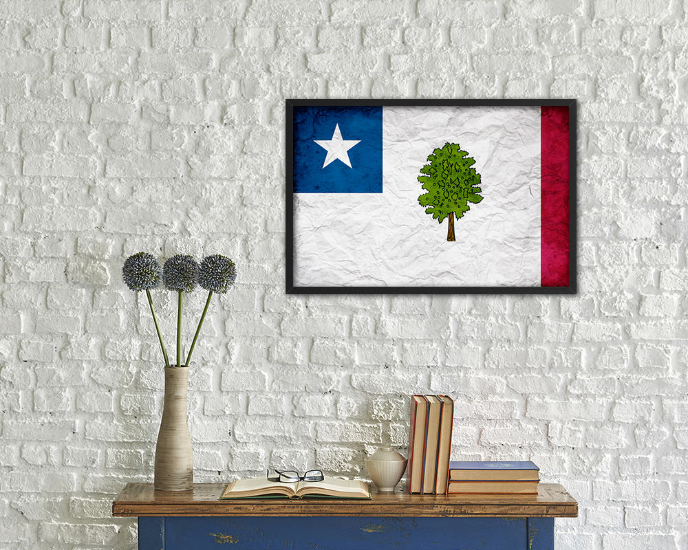 Magnolia City Mississippi State Vintage Flag Wood Framed Prints Decor Wall Art Gifts