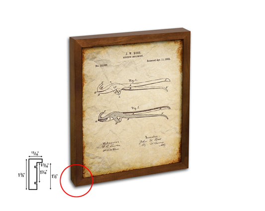 Implement Kitchen Vintage Patent Artwork Walnut Frame Print Wall Art Decor Gifts