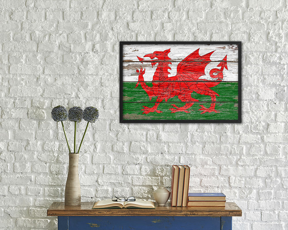 Wales Country Wood Rustic National Flag Wood Framed Print Wall Art Decor Gifts