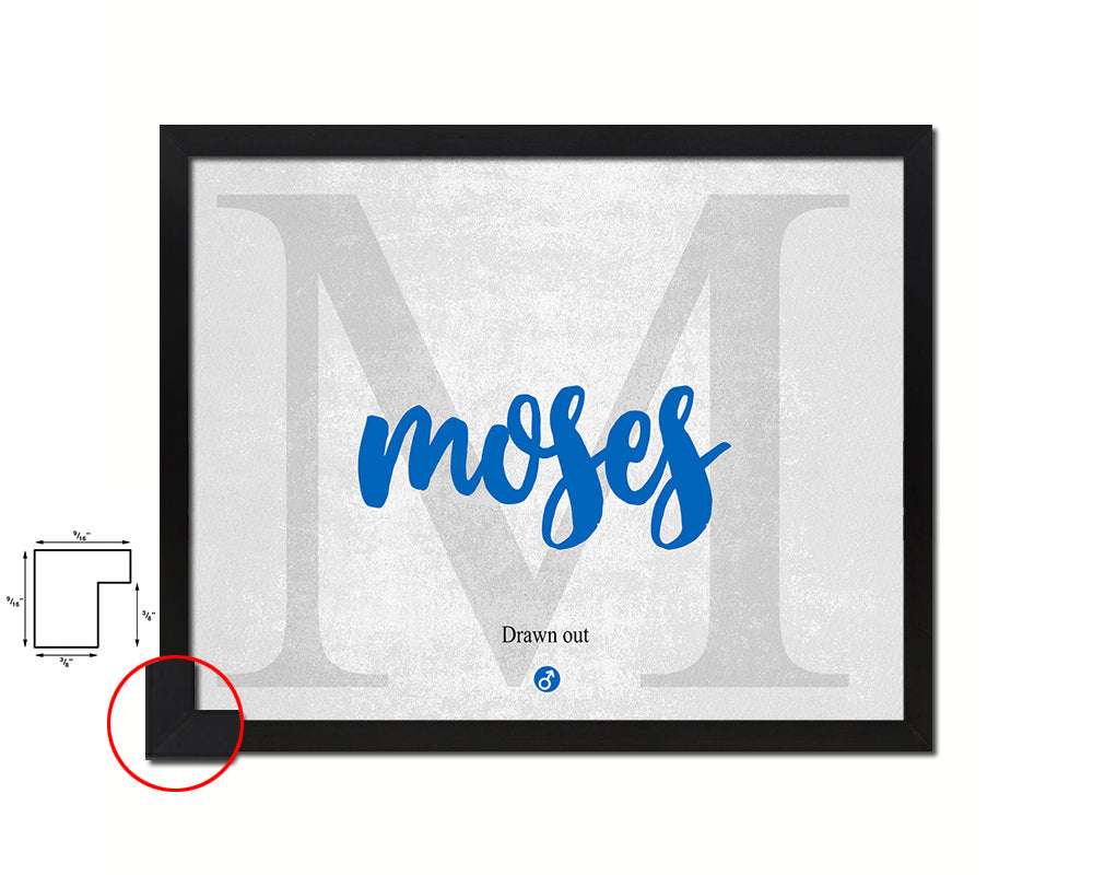 Moses Personalized Biblical Name Plate Art Framed Print Kids Baby Room Wall Decor Gifts