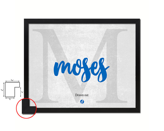 Moses Personalized Biblical Name Plate Art Framed Print Kids Baby Room Wall Decor Gifts