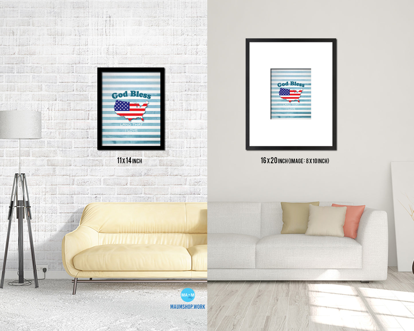 God bless America land that I love Bible Verse Scripture Framed Print Wall Decor Art Gifts