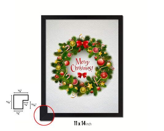 Christmas Wreath Holiday Season Gifts Wood Framed Print Home Decor Wall Art