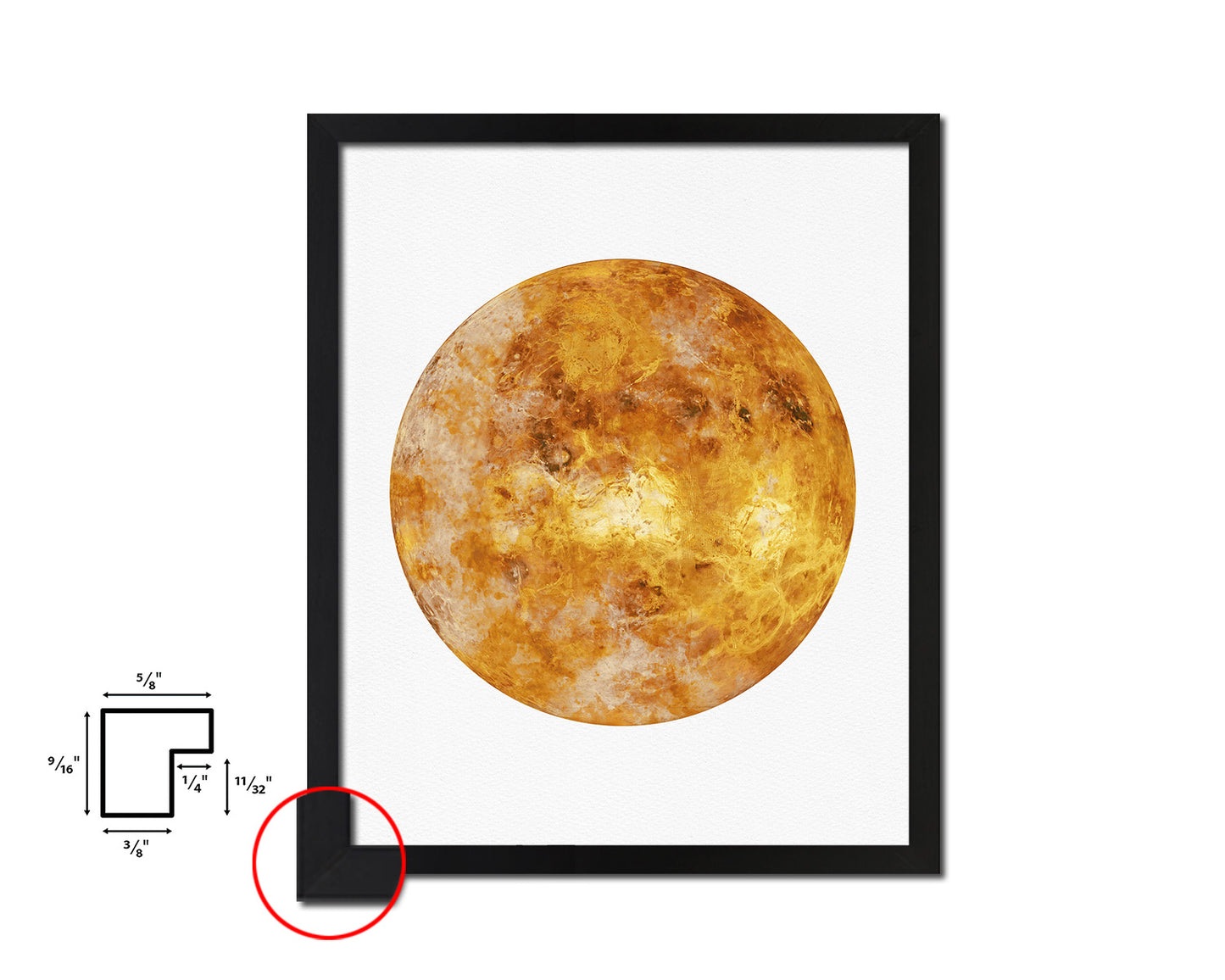 Venus Planet Prints Watercolor Solar System Wood Framed Paper Print Wall Art Decor Gifts