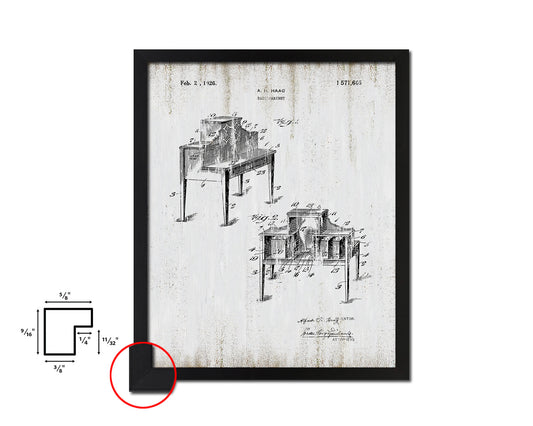 Cabinet Radio Vintage Patent Artwork Black Frame Print Wall Art Decor Gifts