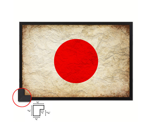 Japan Country Vintage Flag Wood Framed Print Wall Art Decor Gifts