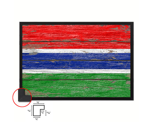 Gambia Country Wood Rustic National Flag Wood Framed Print Wall Art Decor Gifts