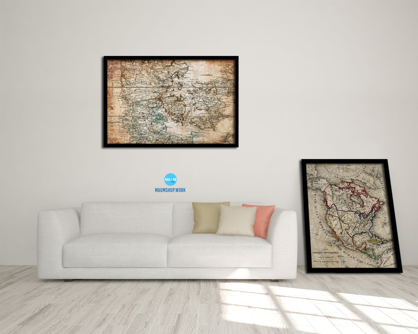 Denmark Antique Map Framed Print Art Wall Decor Gifts