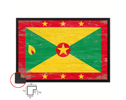 Grenada Shabby Chic Country Flag Wood Framed Print Wall Art Decor Gifts