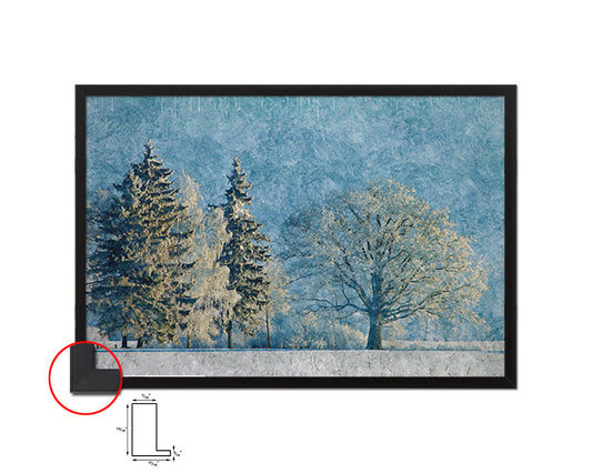 Beautiful Winter Landscape, Snow Covered Trees Artwork Painting Print Art Frame Wall Decor Gifts