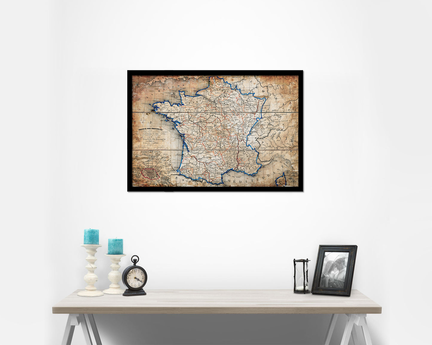 France 1789 Antique Map Framed Print Art Wall Decor Gifts