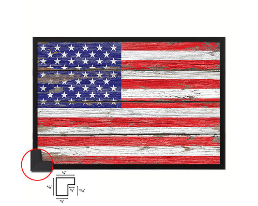 USA Country Wood Rustic National Flag Wood Framed Print Wall Art Decor Gifts