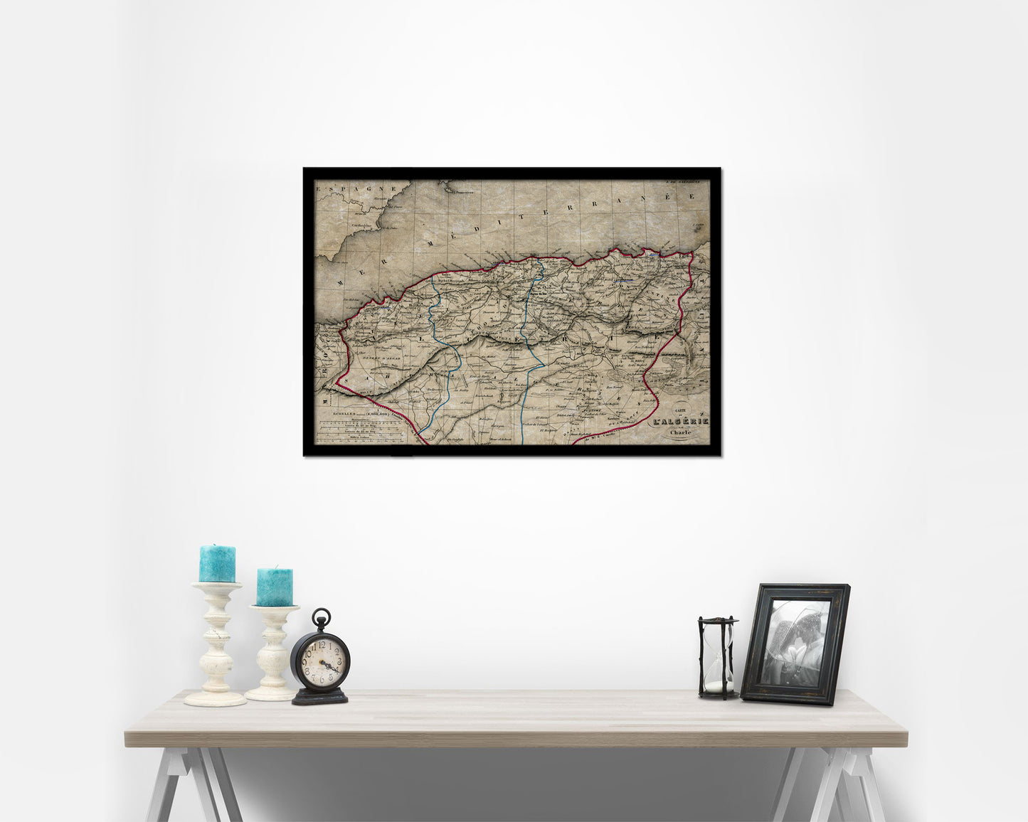 Algeria Africa Historical Map Framed Print Art Wall Decor Gifts