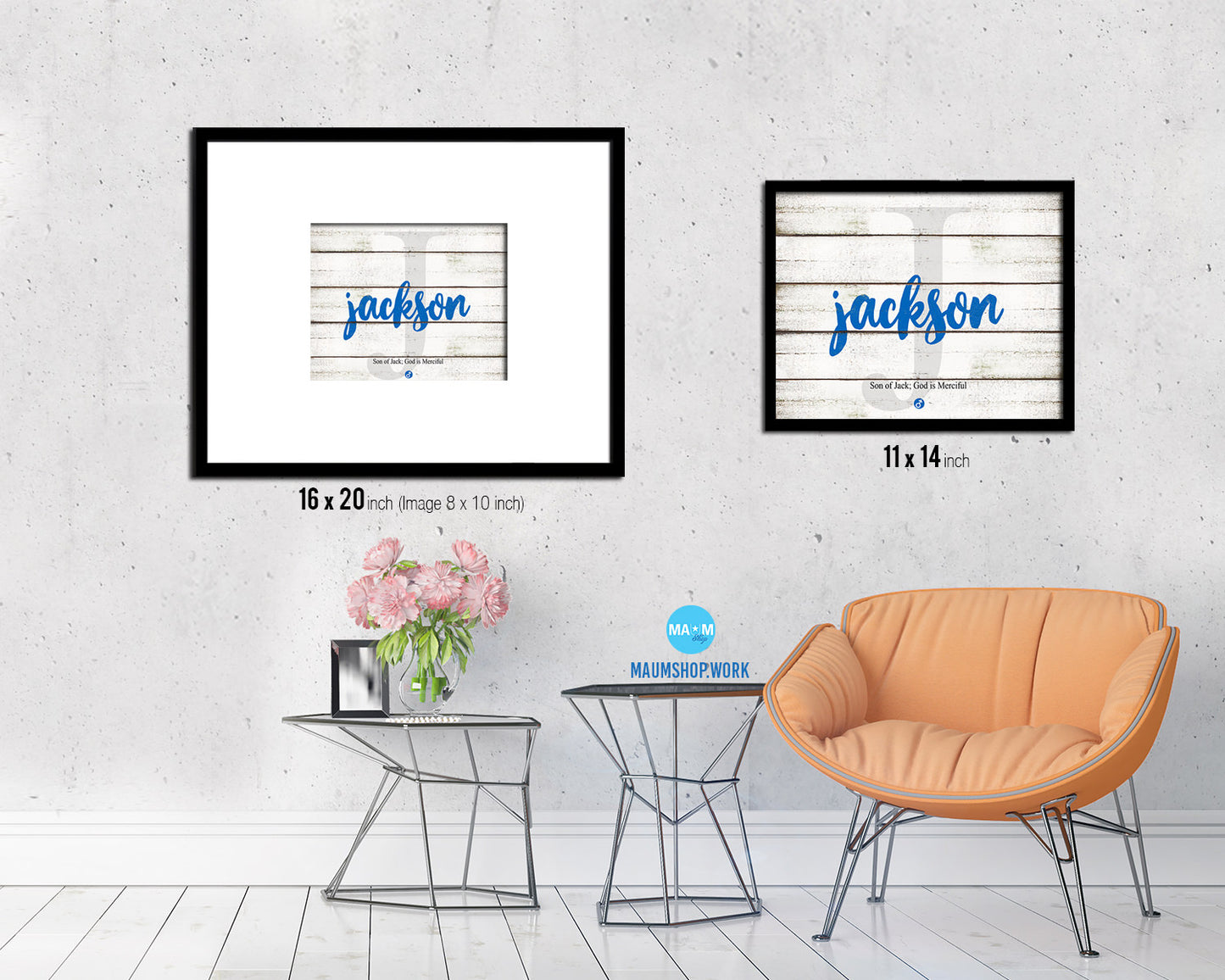 Jackson Personalized Biblical Name Plate Art Framed Print Kids Baby Room Wall Decor Gifts