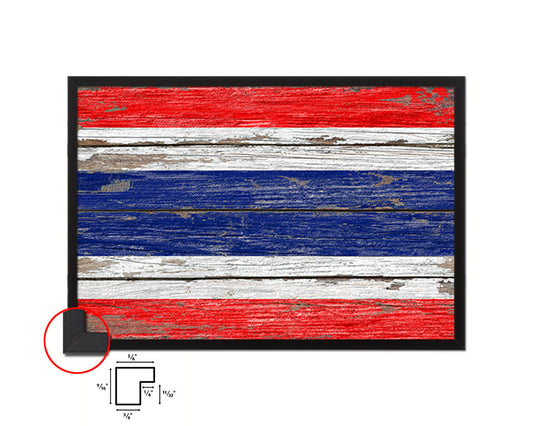 Thailand Country Wood Rustic National Flag Wood Framed Print Wall Art Decor Gifts