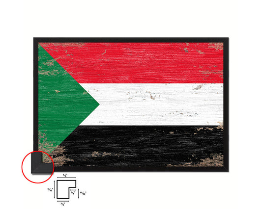 Sudan Shabby Chic Country Flag Wood Framed Print Wall Art Decor Gifts