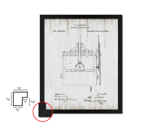 Drafting Instrument Office Vintage Patent Artwork Black Frame Print Gifts