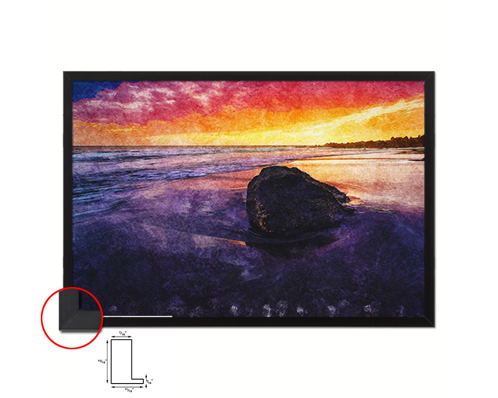 Bois Blanc Beach Etang Sale, Reunion Island Sunset Artwork Painting Print Art Frame Gifts