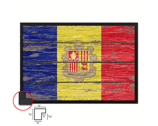 Andorra Country Wood Rustic National Flag Wood Framed Print Wall Art Decor Gifts