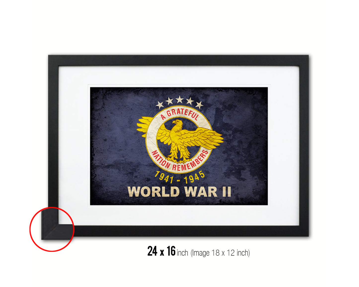 World War 2 Vintage Military Flag Framed Print Sign Decor Wall Art Gifts