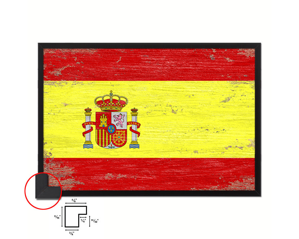 Spain Shabby Chic Country Flag Wood Framed Print Wall Art Decor Gifts