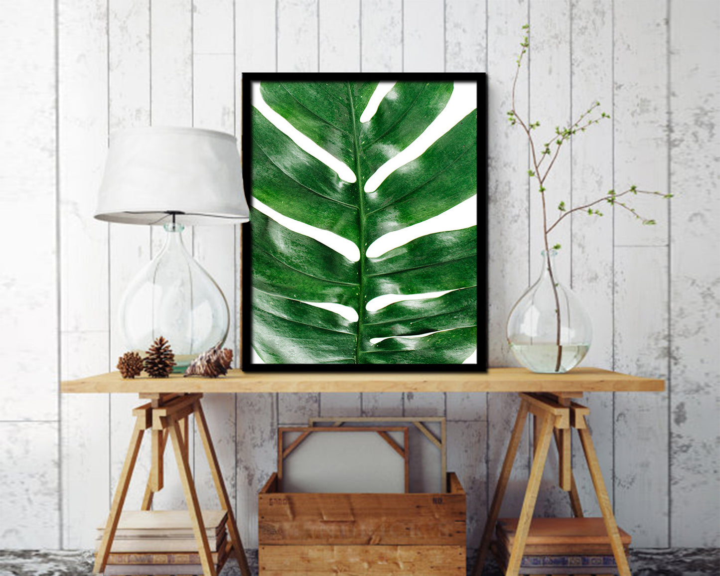 Tropical Palm Tropical Leaf Framed Print Sign Decor Wall Art Gifts