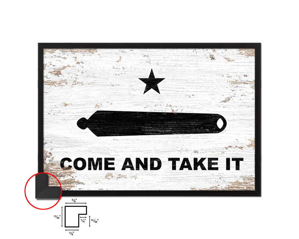 Come and take it Shabby Chic Military Flag Framed Print Decor Wall Art Gifts