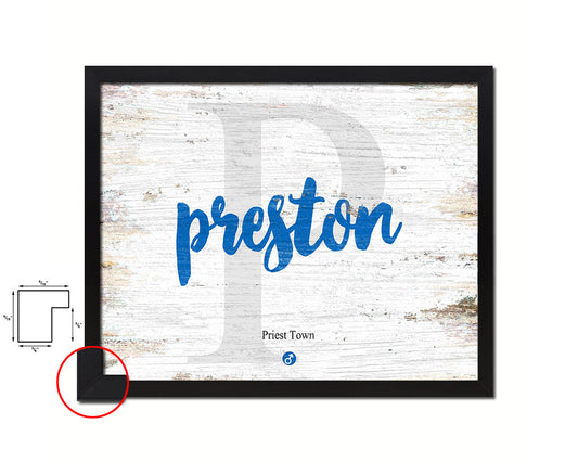 Preston Personalized Biblical Name Plate Art Framed Print Kids Baby Room Wall Decor Gifts