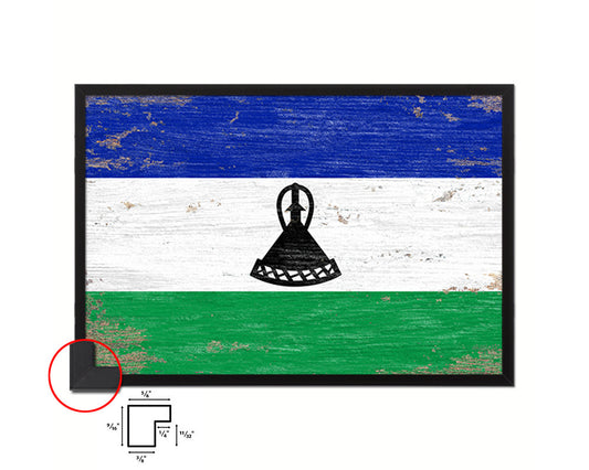 Lesotho Shabby Chic Country Flag Wood Framed Print Wall Art Decor Gifts