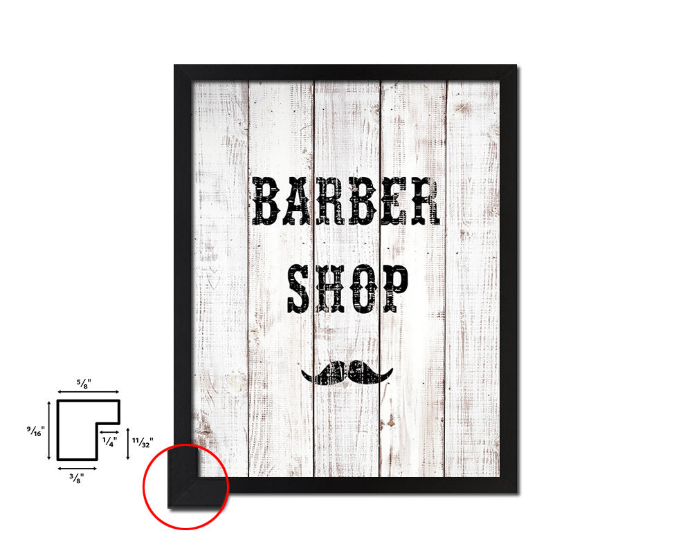 Barber Shop White Wash Quote Framed Print Wall Decor Art