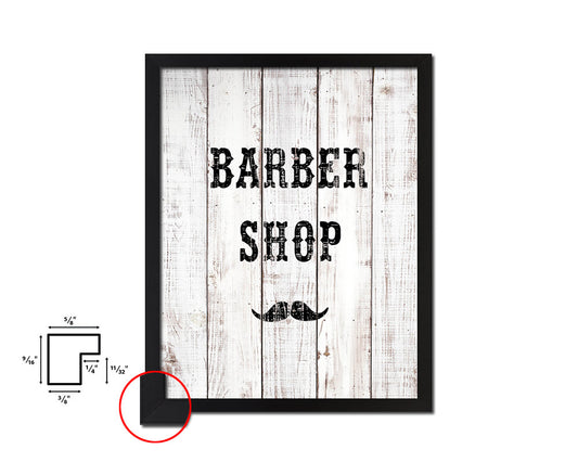 Barber Shop White Wash Quote Framed Print Wall Decor Art