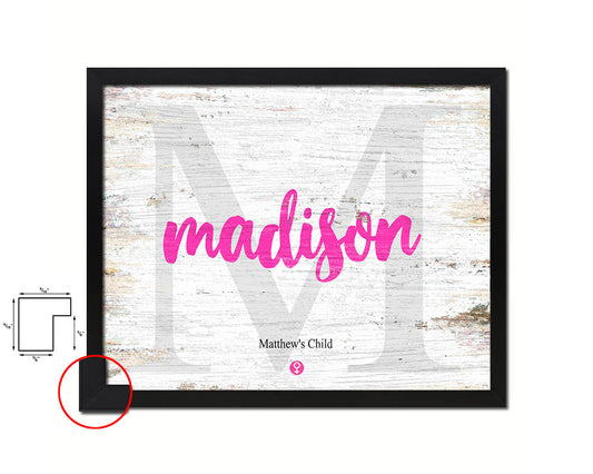 Madison Personalized Biblical Name Plate Art Framed Print Kids Baby Room Wall Decor Gifts