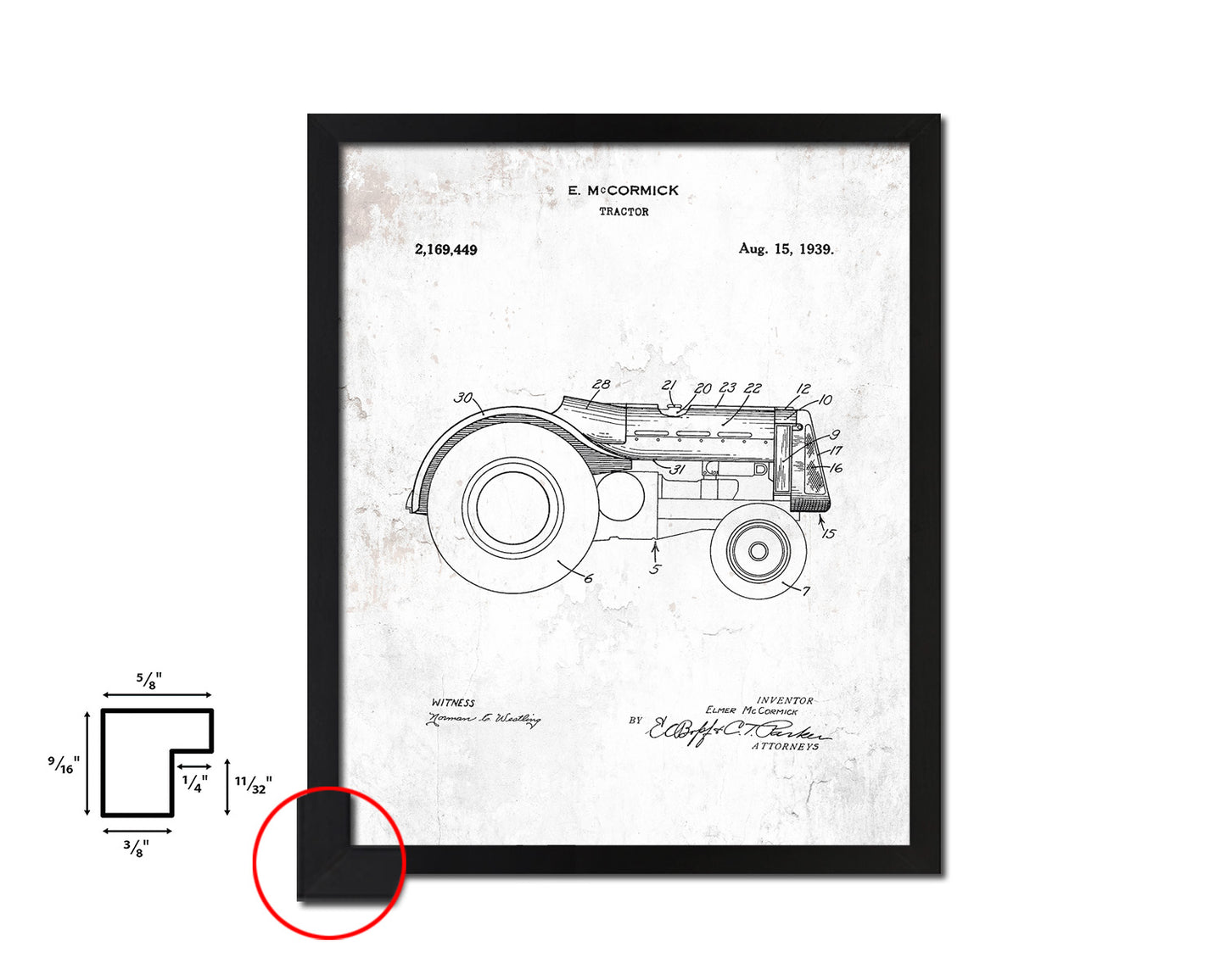 Tractor Home Vintage Patent Artwork Black Frame Print Wall Art Decor Gifts