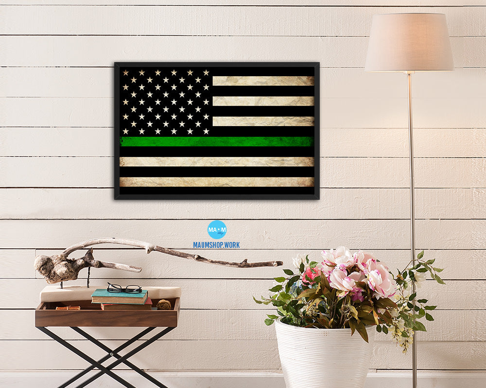 Thin Green Line Support Border Patrol American Vintage Military Flag Art