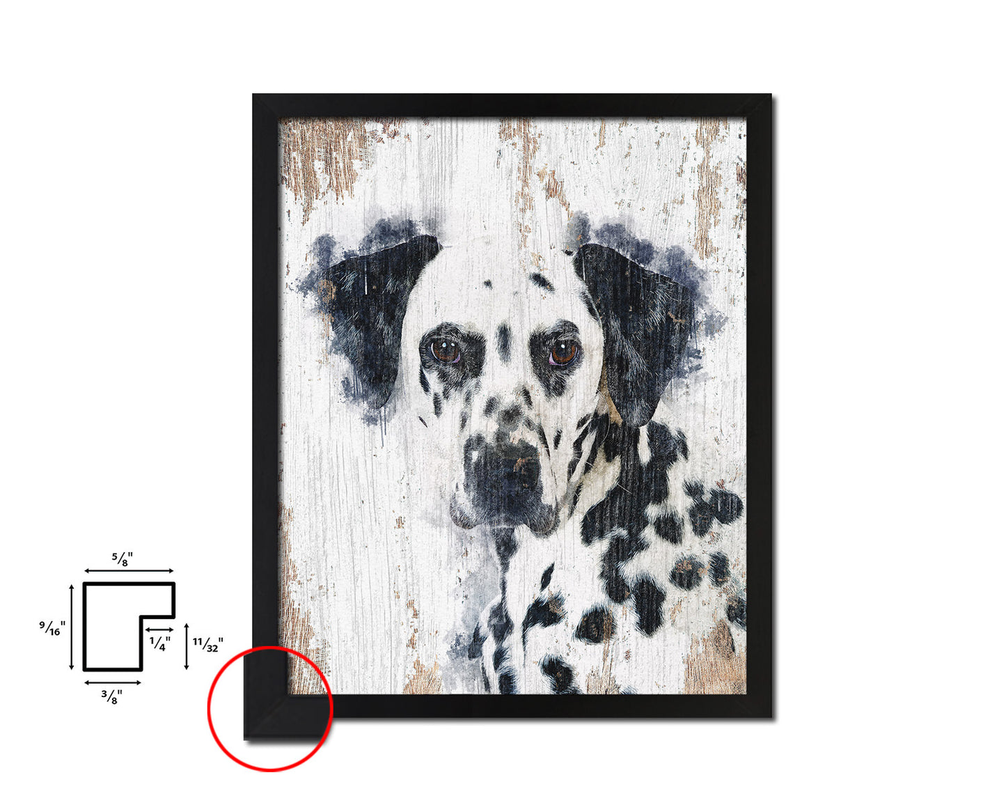 Dalmatian Dog Puppy Portrait Framed Print Pet Watercolor Wall Decor Art Gifts