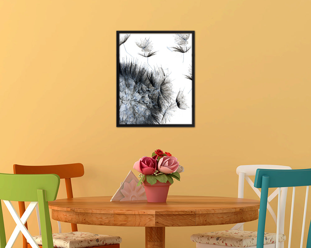 Dandelion Black Flower Wood Framed Paper Print Wall Decor Art Gifts