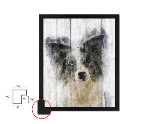 Border Collie Dog Puppy Portrait Framed Print Pet Watercolor Wall Decor Art Gifts