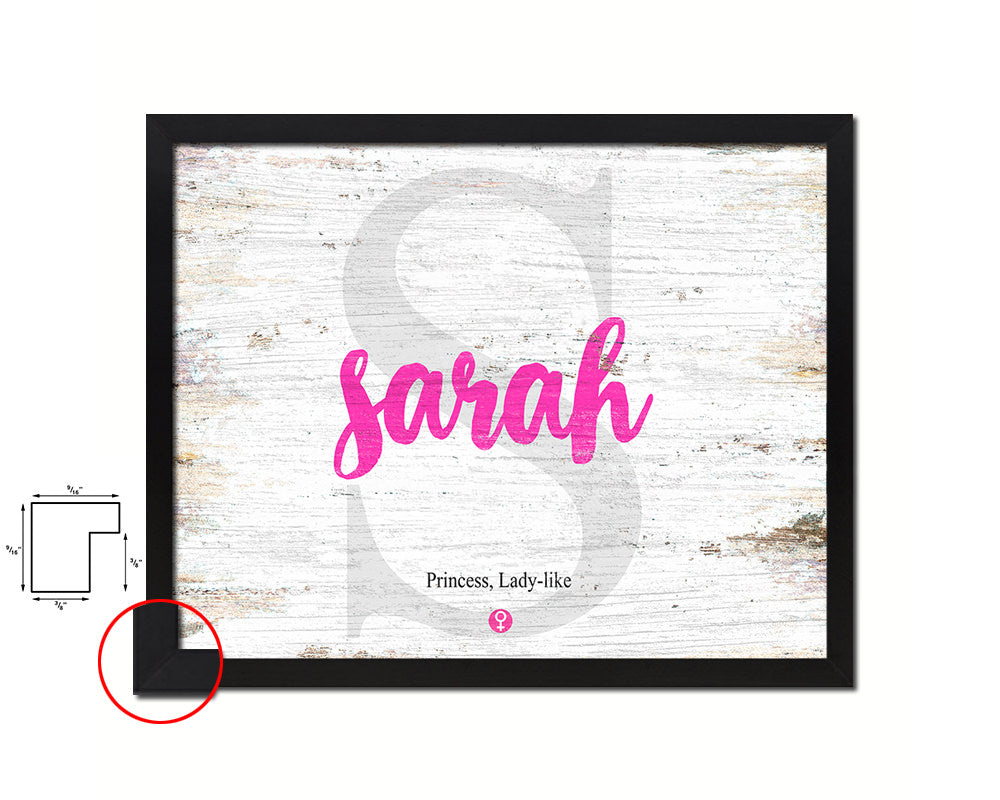 Sarah Personalized Biblical Name Plate Art Framed Print Kids Baby Room Wall Decor Gifts