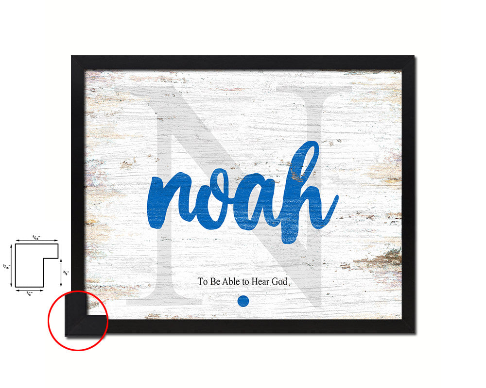 Noah Personalized Biblical Name Plate Art Framed Print Kids Baby Room Wall Decor Gifts