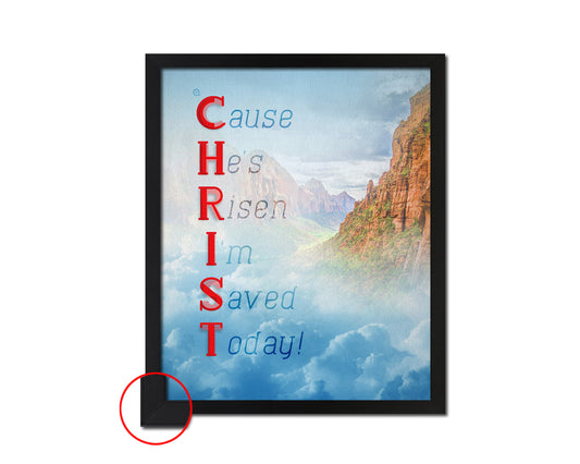 Cause He's Risen I'm Saved Today Bible Verse Scripture Framed Print Wall Decor Art Gifts